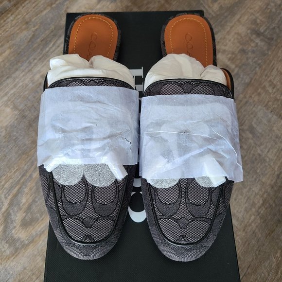 Coach Stassi Signature Black/Grey Slide Loafer Shoe Size 5.5 - Picture 3 of 7